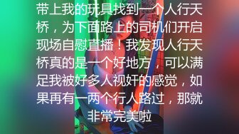 带上我的玩具找到一个人行天桥，为下面路上的司机们开启现场自慰直播！我发现人行天桥真的是一个好地方，可以满足我被好多人视奸的感觉，如果再有一两个行人路过，那就非常完美啦